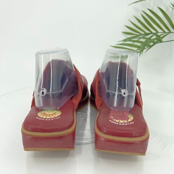 Earth Shoe Gelron 2000 Tyler Womens Clogs Size 11 Red Leather Wedge Heel Shoe - Picture 6 of 12